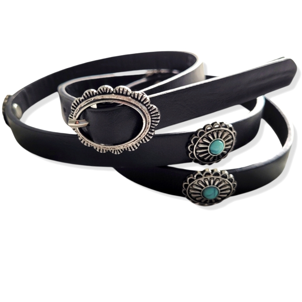 SOUTHWESTERN Vegan Faux Turqoise Belt, M